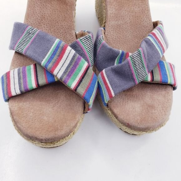 Toms Sienna Serape Wedge Heel Platform Ankle Strap Sandals Women's Size 9 - Picture 6 of 13
